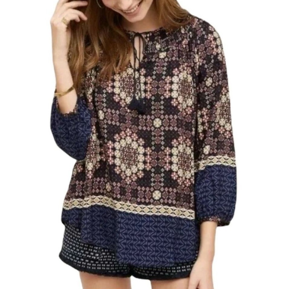 11.1 Tylho Anthropologie Patterned Blouse Medium NWT